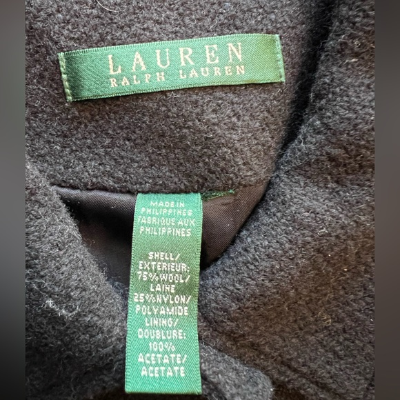 Lauren Ralph Lauren Women's Button Up Short Peacoat Black Wool Blend Classic - Picture 3 of 7